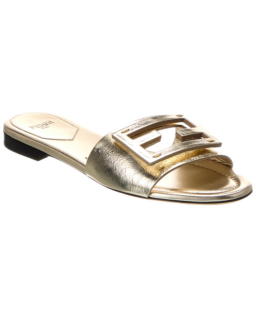 Fendi Dnu Inv Baguette Leather Sandal In Yellow