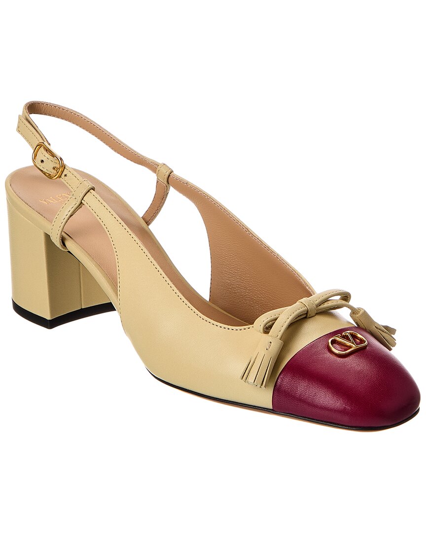 Valentino Bow 60 Leather Slingback Pump In White