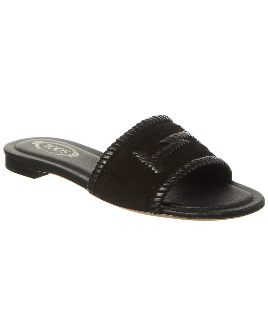 Tod's Suede & Leather Sandal In Black