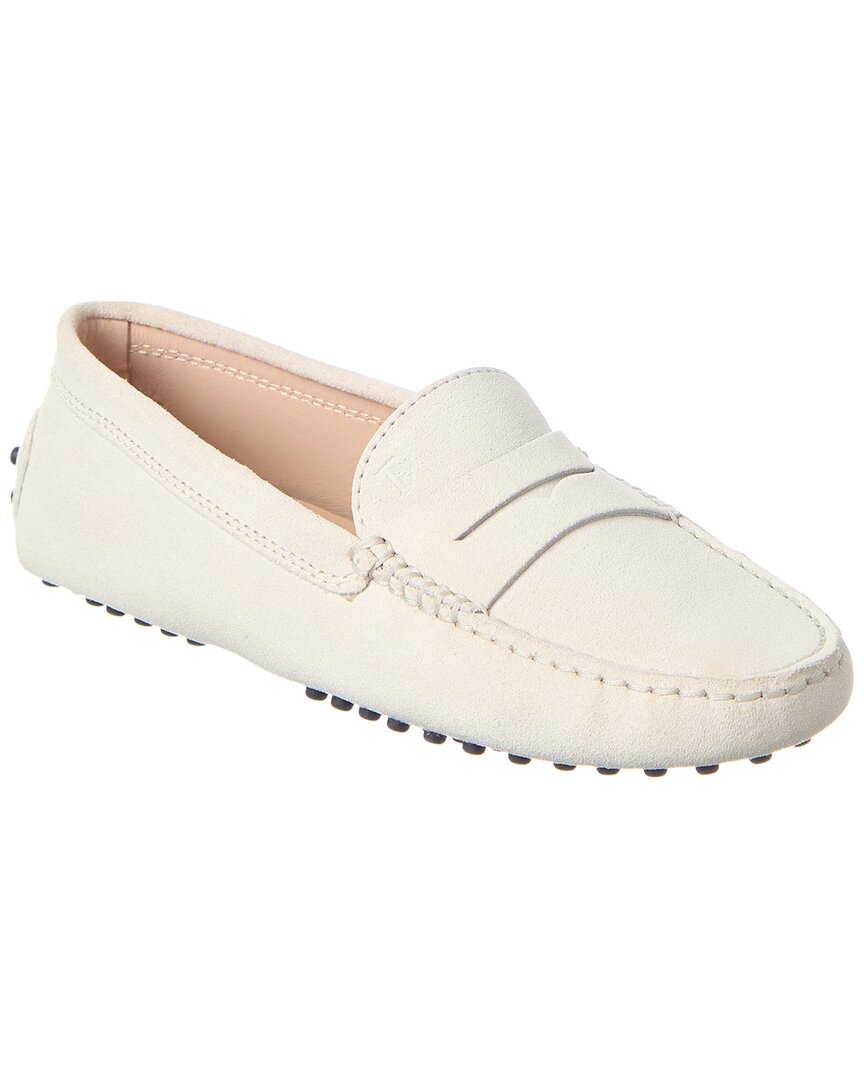 Tod's Suede Loafer In White