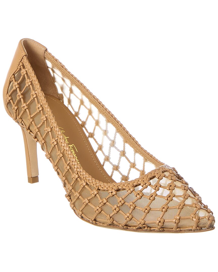 Ferragamo Ilary N70 Mesh & Leather Pump In Brown