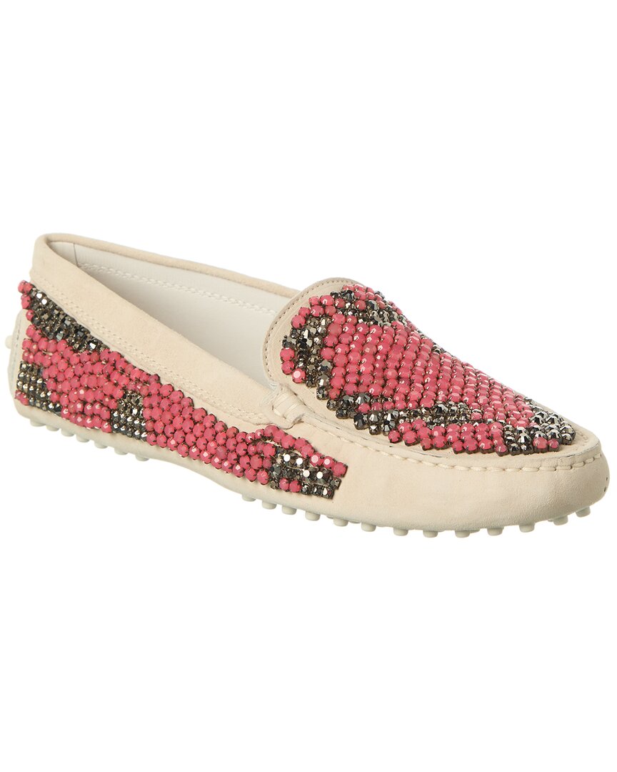 Tod's Suede Loafer In White