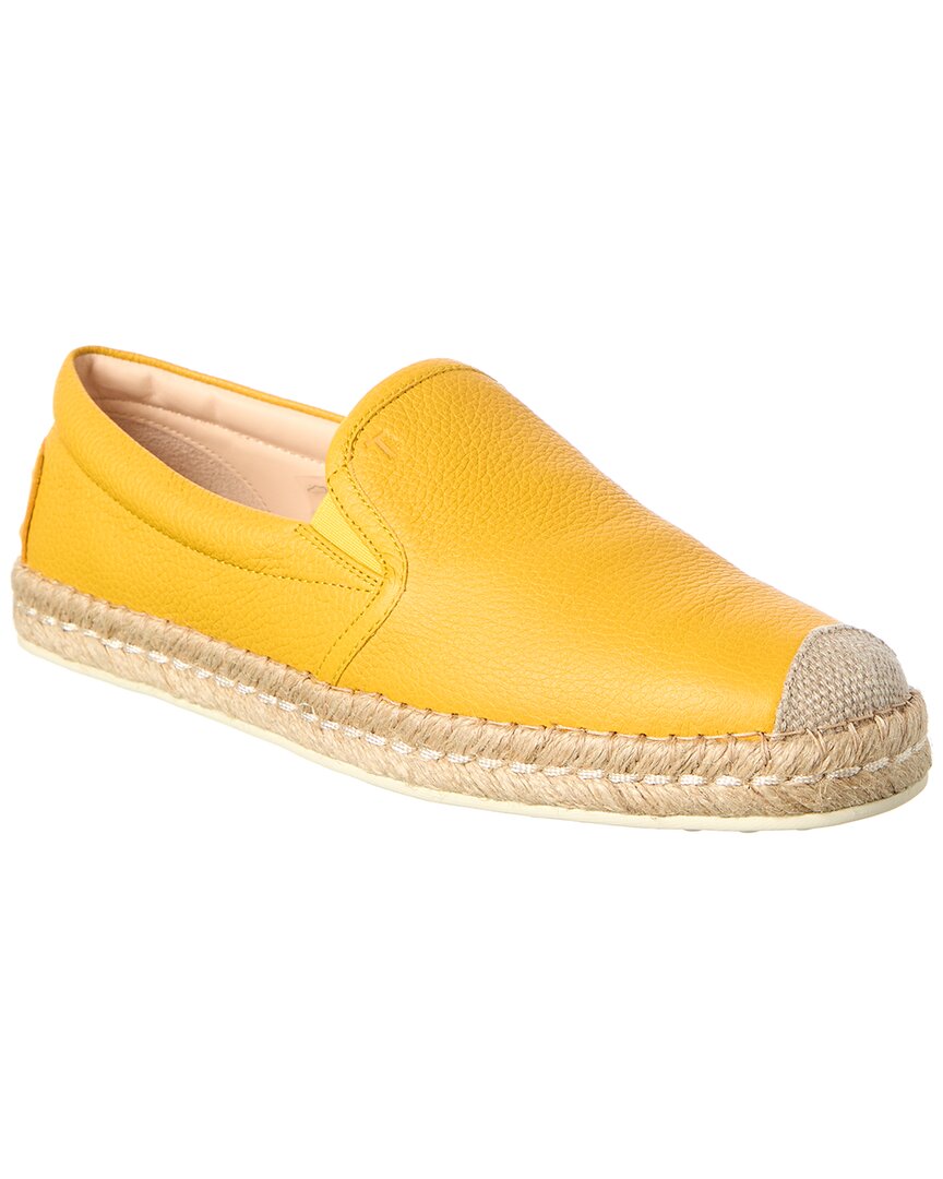 Tod's Leather Espadriller In Yellow
