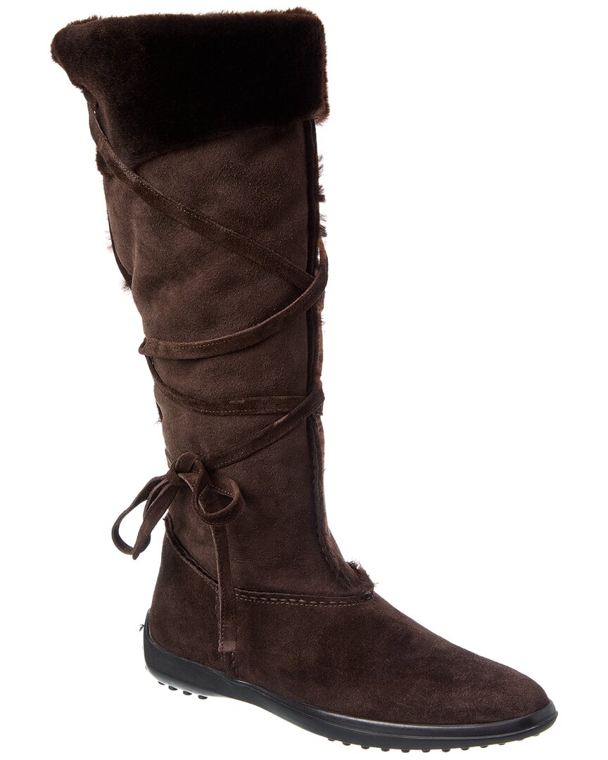 Tod's Suede & Shearling Boot In Brown