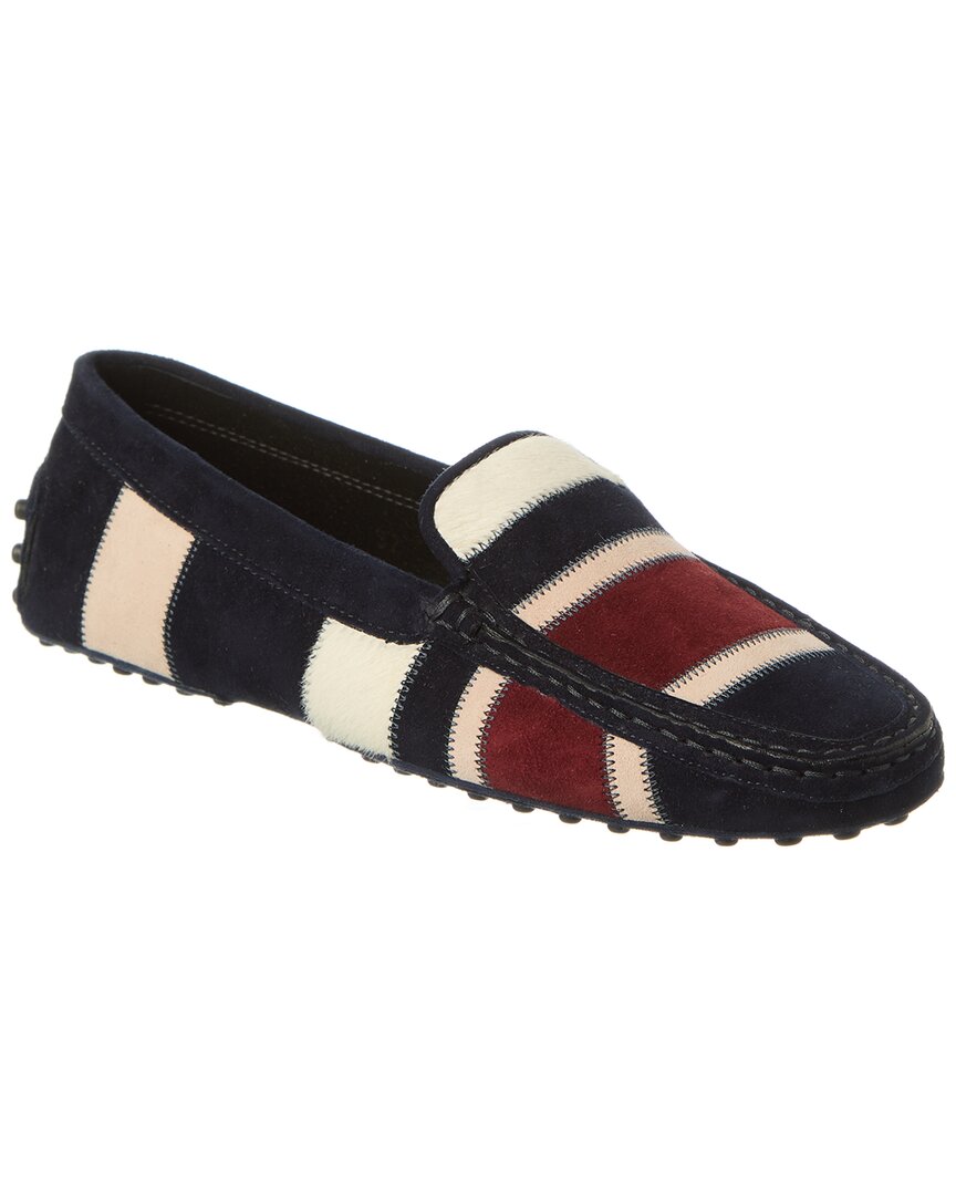 Tod's Suede & Haircalf Loafer In Blue