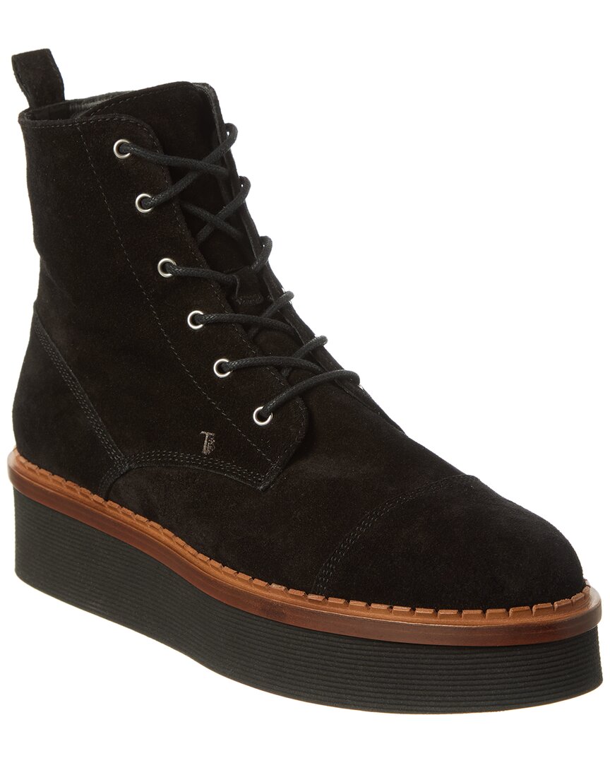 Tod's Suede Platform Boot In Black