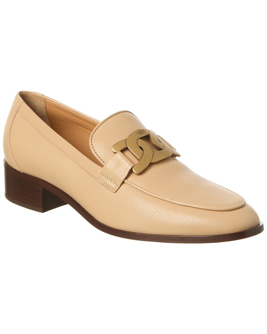 Tod's Leather Loafer In Sand