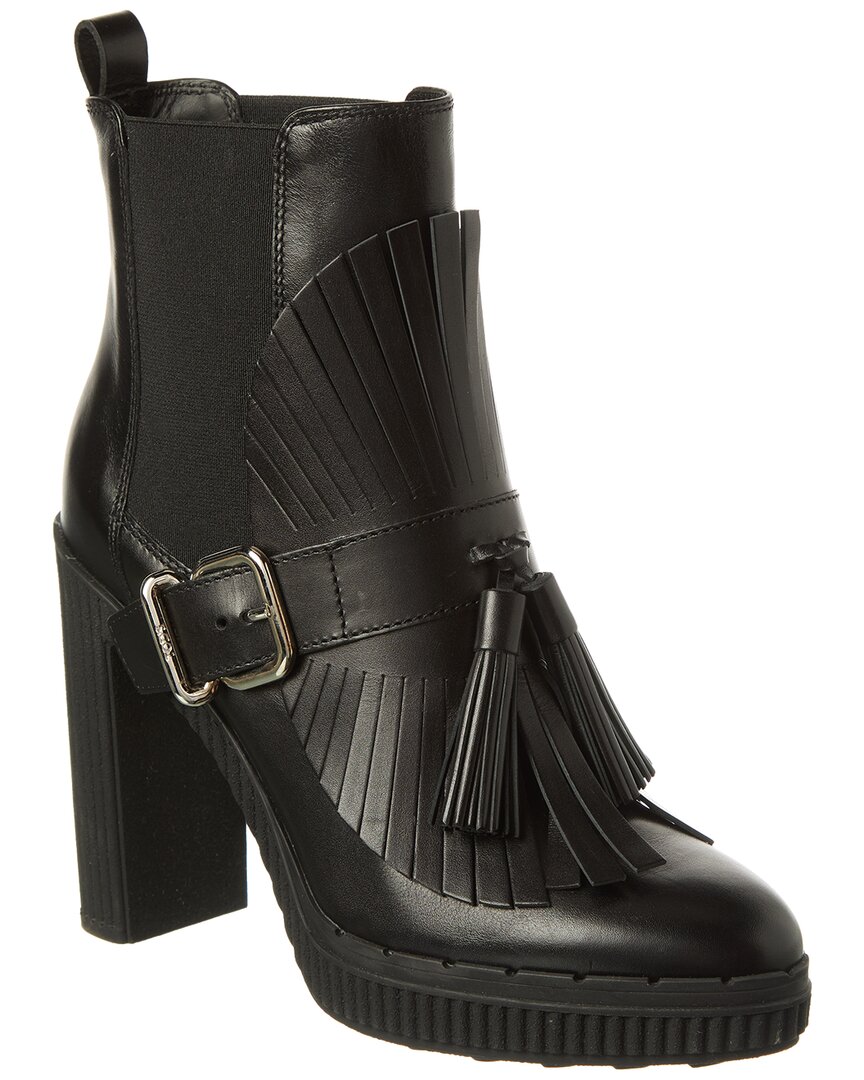Tod's Leather Platform Bootie In Black