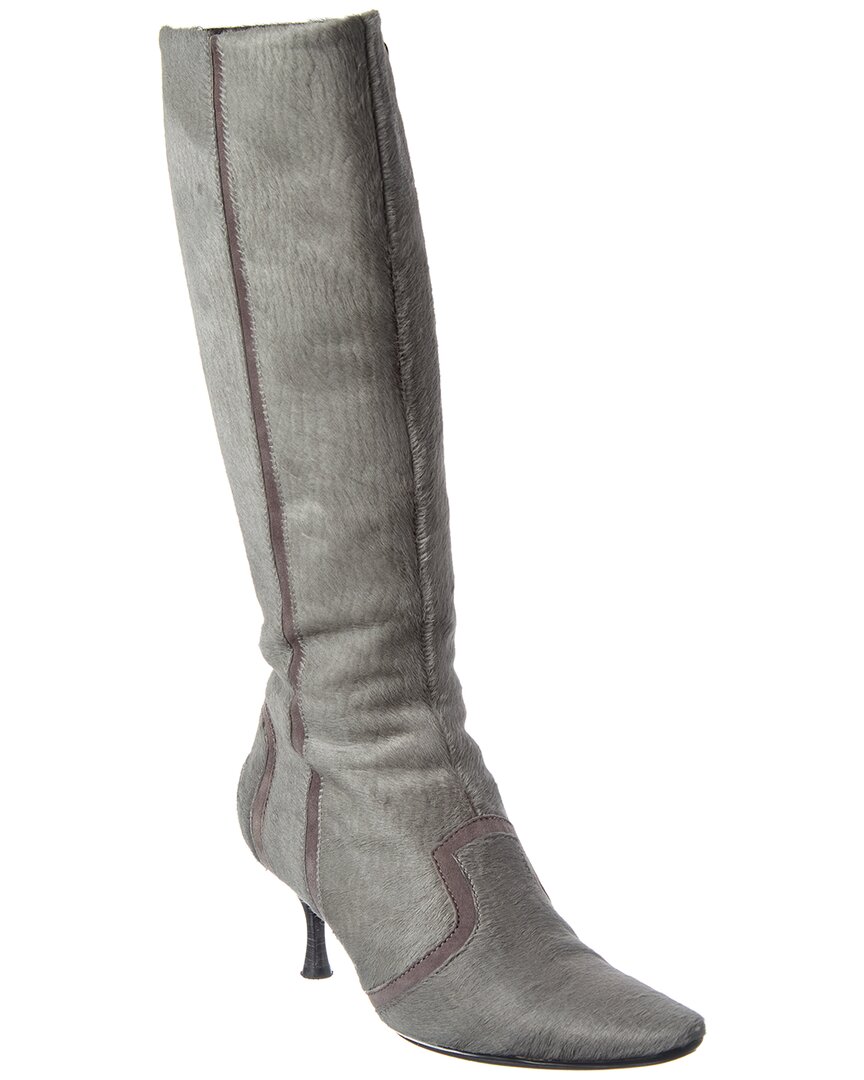 Tod's Haircalf & Suede Knee-high Boot In Gray