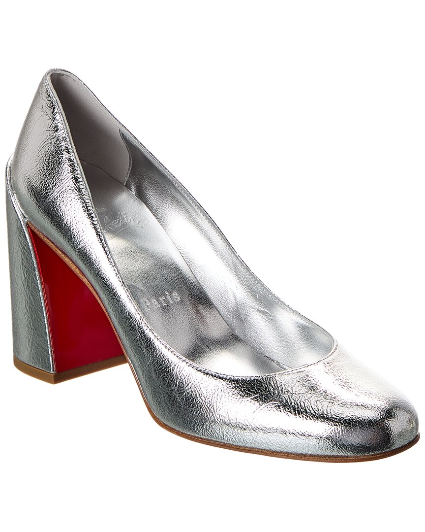 Christian Louboutin Miss Sab Crinkled Calf Leather Pumps 85 In Metallic