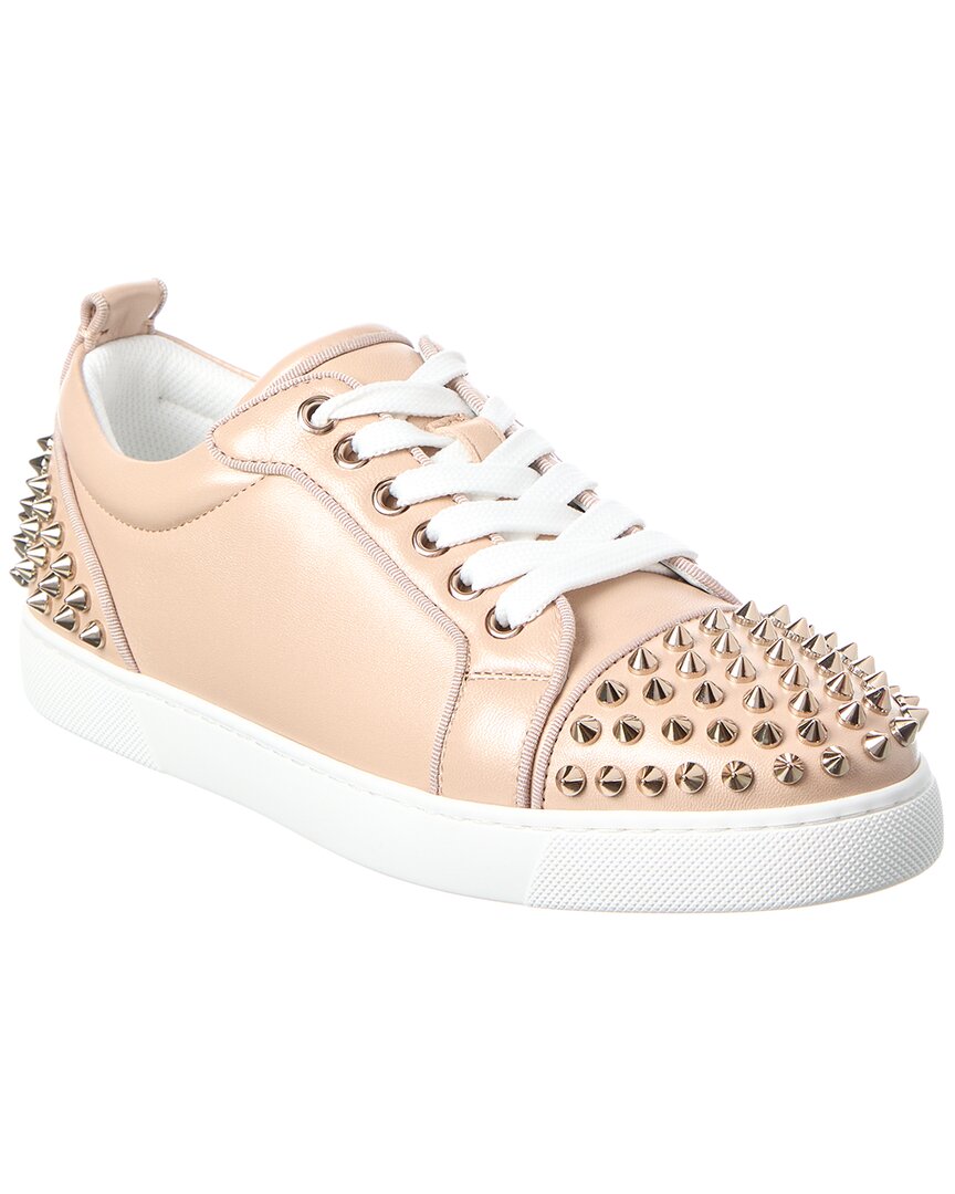 Christian Louboutin Louise Junior Spikes Pearlescent Leather Sneakers In Multi
