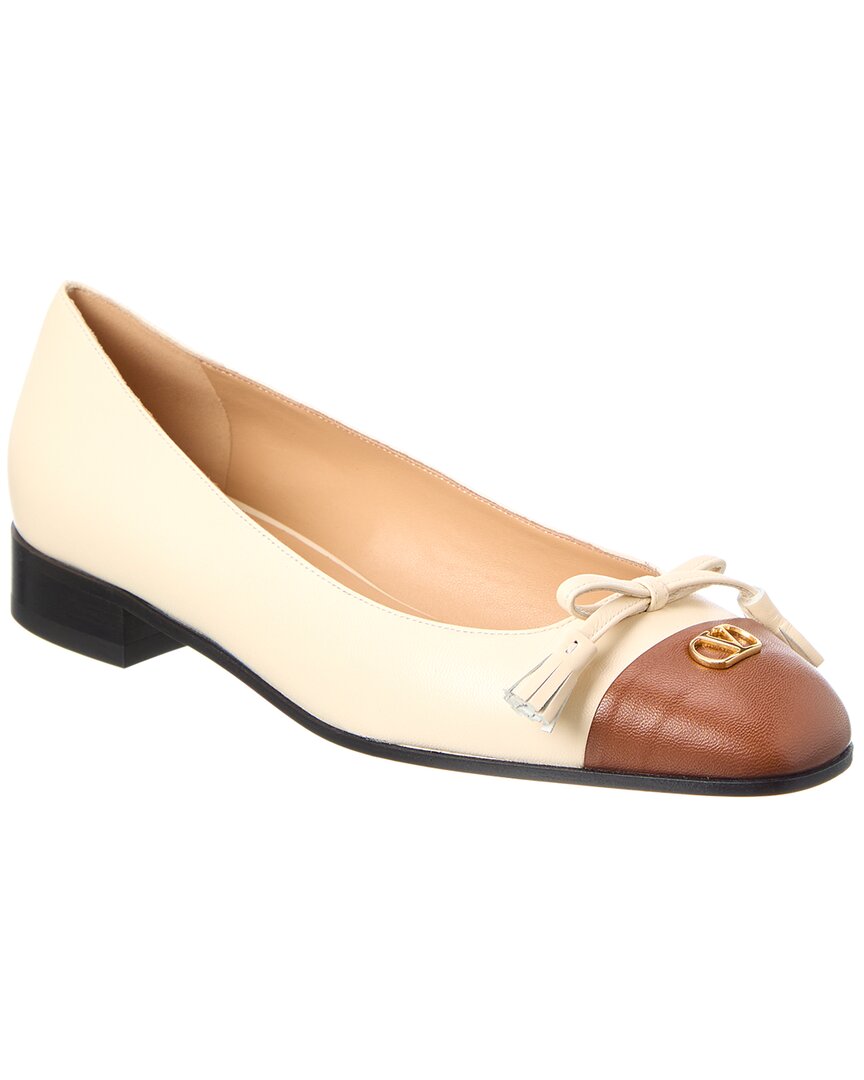 Valentino Garavani Valet Du Roi Kidskin Ballerina 25mm Woman Butter/tobacco 42 In Neutral