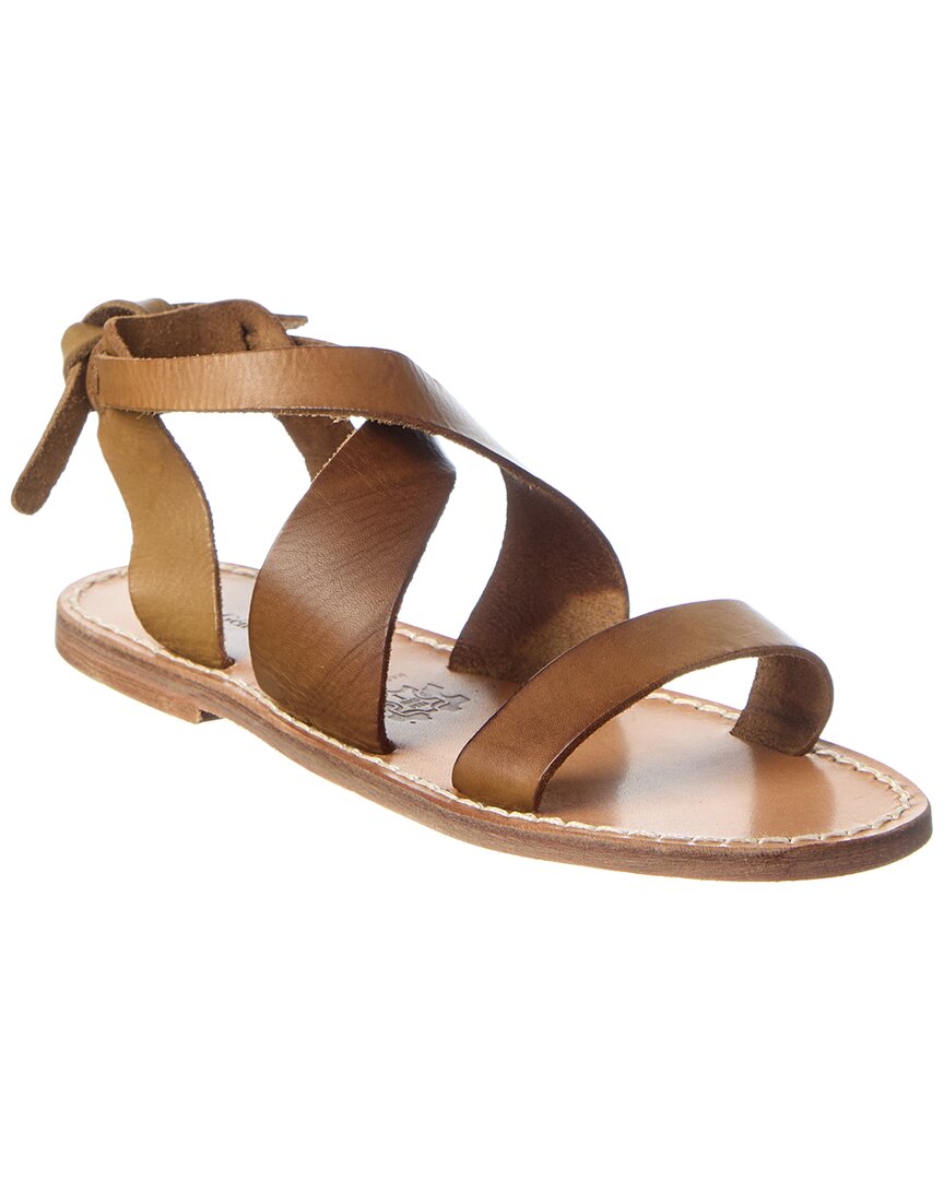 Officine Generale Positano Leather Sandal In Green