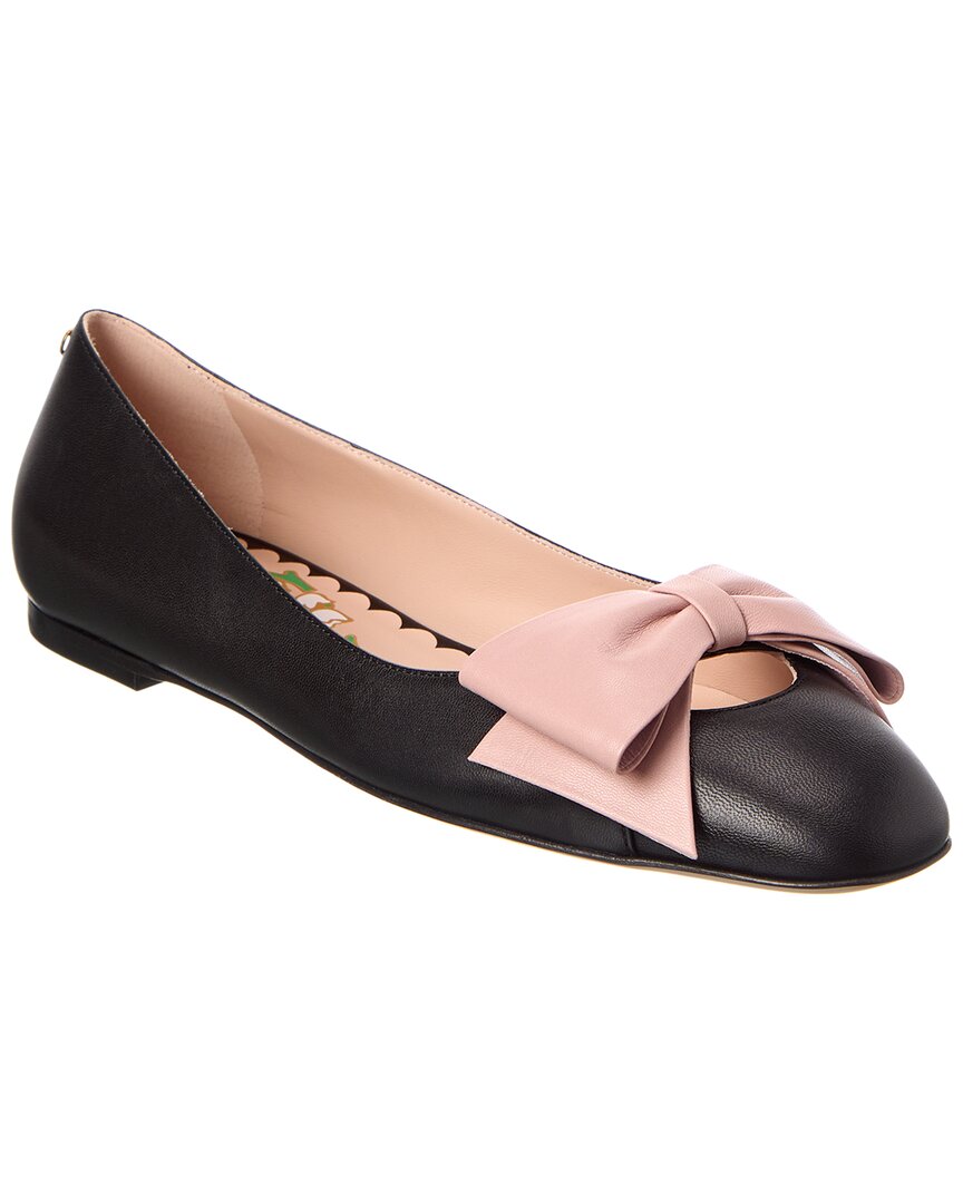 Valentino Round Toe Ballerina Shoes With Bow Detail In Black