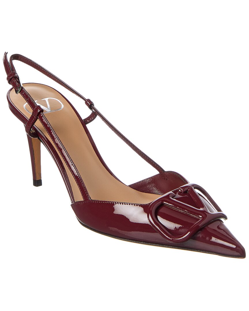 Valentino Patent Leather Slingback Pumps With Stiletto Heel In Burgundy