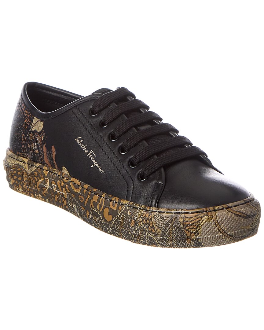 Ferragamo Borg Cubic Lace-up Sneakers In Black