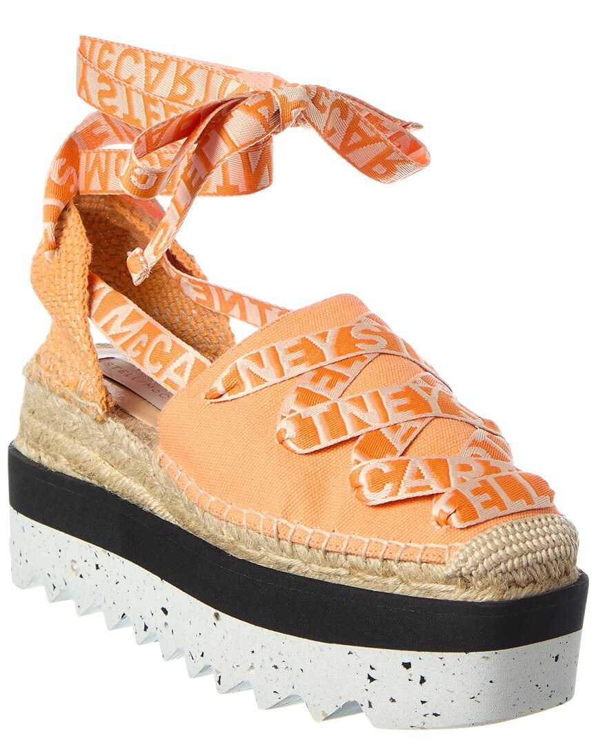Stella Mccartney Gaia Canvas Platform Espadrille In Orange