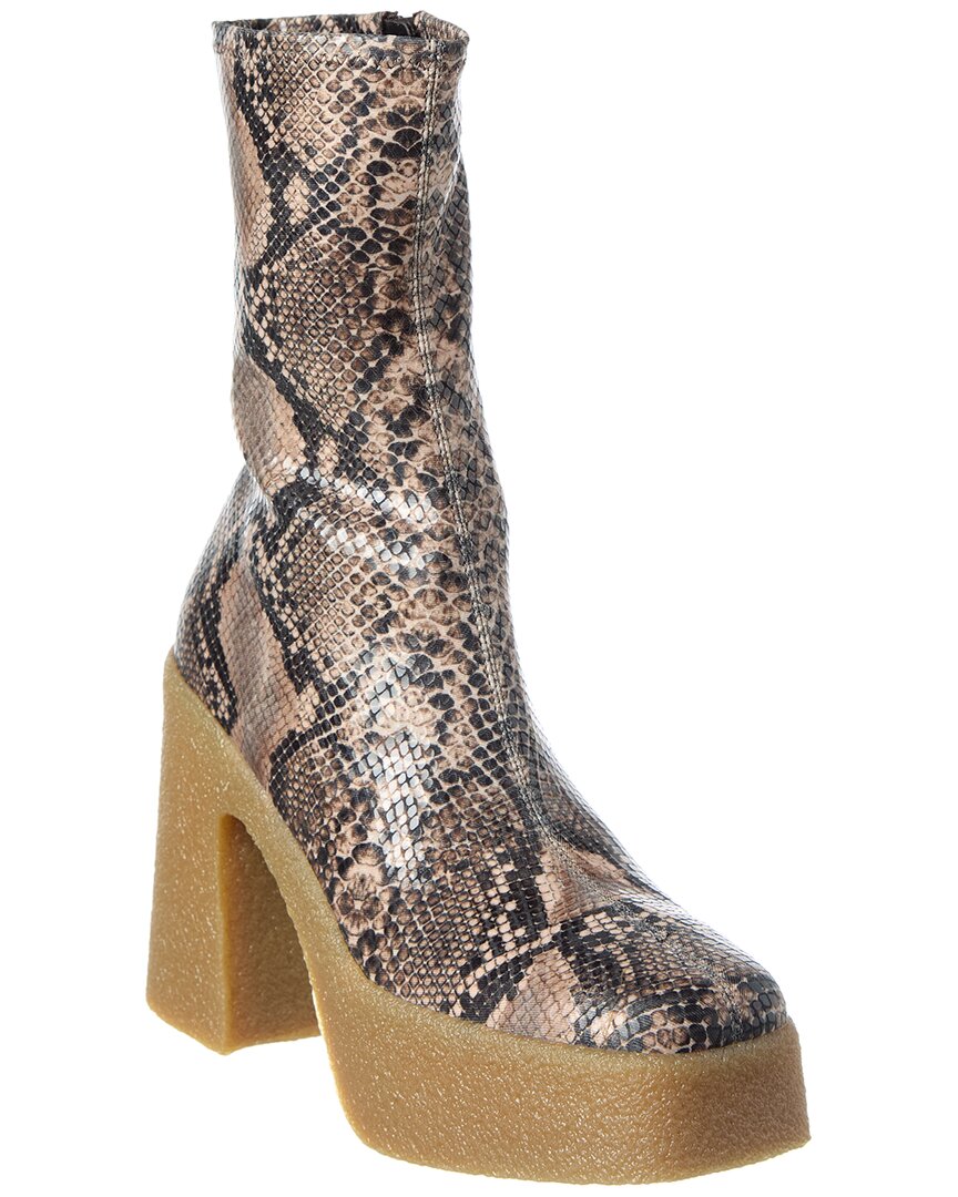 Stella Mccartney Skyla Snake-embossed Platform Boot In Brown