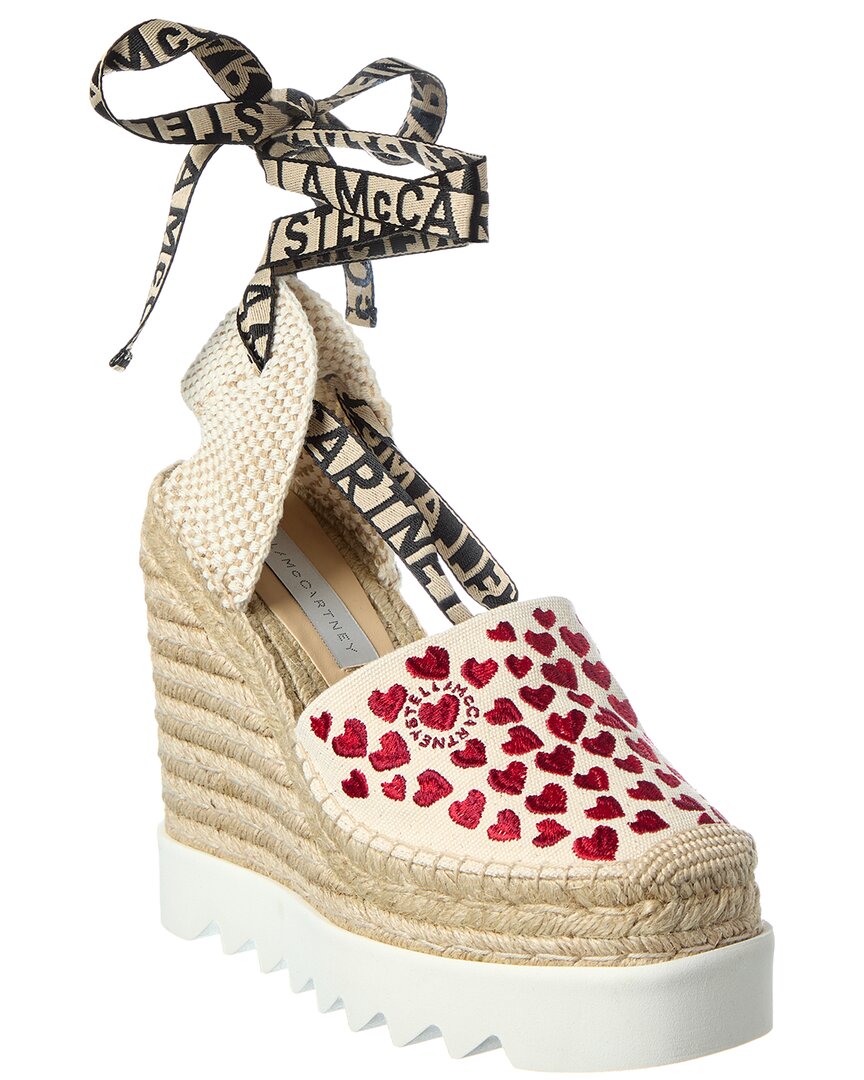 Stella Mccartney Gaia Canvas Wedge Sandal In Neutral