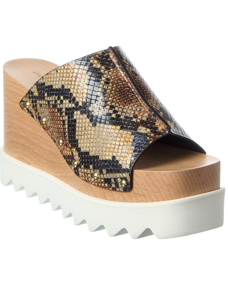 Stella Mccartney Elyse Snake-embossed Wedge Sandal In Multi