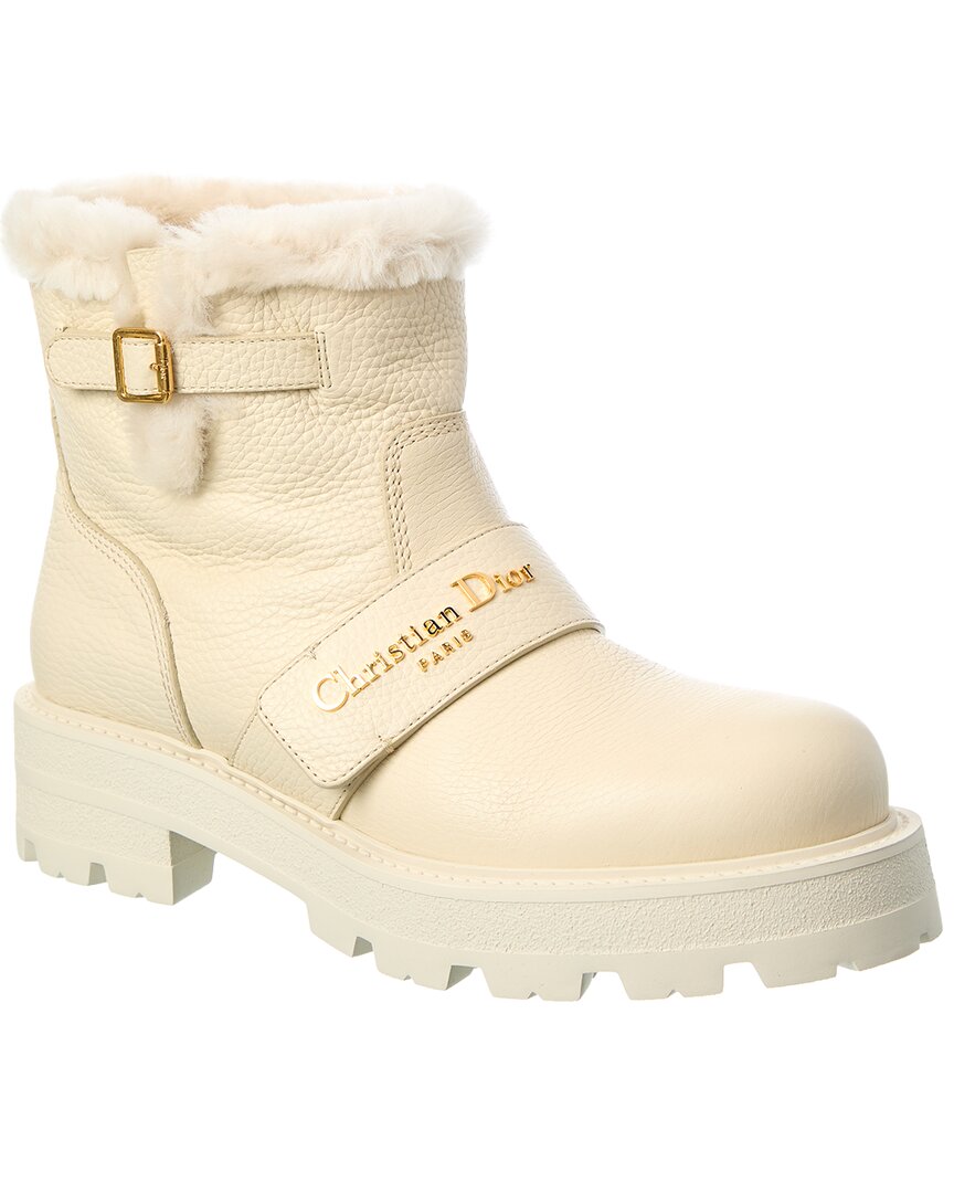Dior D-quest Leather Boot In Neutral