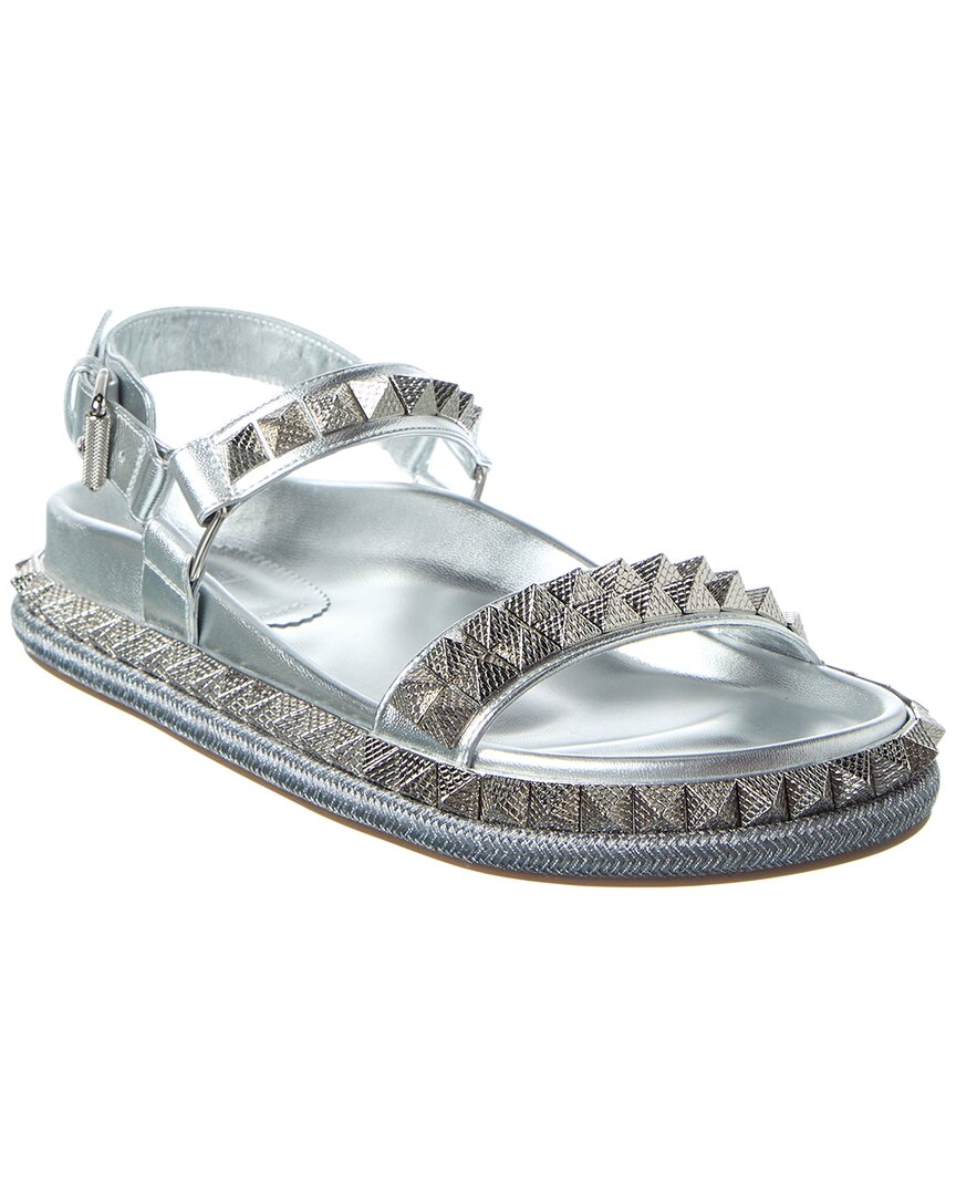 Christian Louboutin Pyrabizz Leather Sandal In Silver