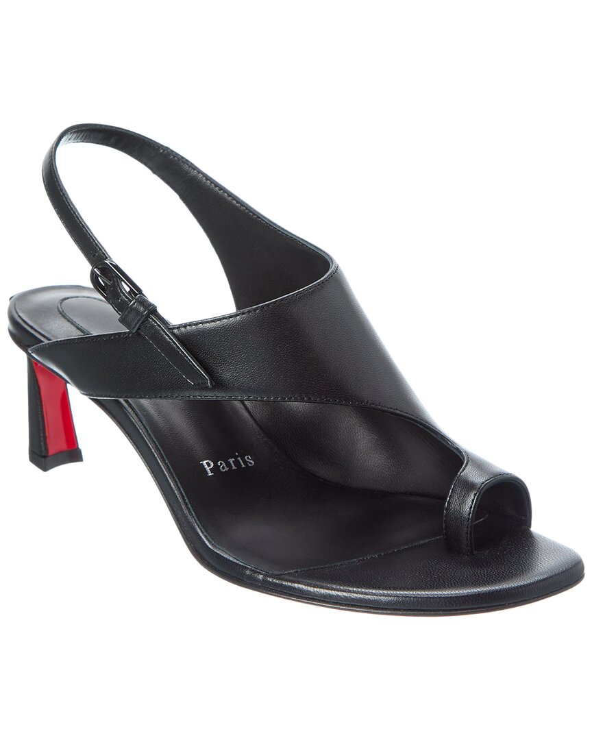 Christian Louboutin Viva Condora Asymmetrical Red Sole Sandals In Black