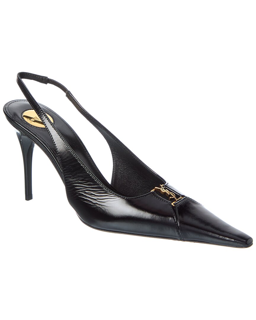 Saint Laurent Babylone Breteuil Open Back Pump In Smooth Leather In Black