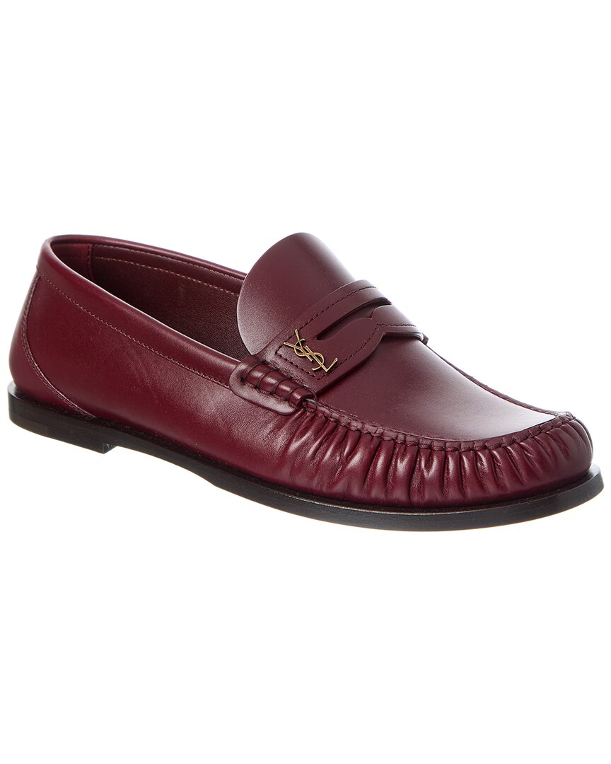 Saint Laurent Cassandre Leather Loafer In Brown