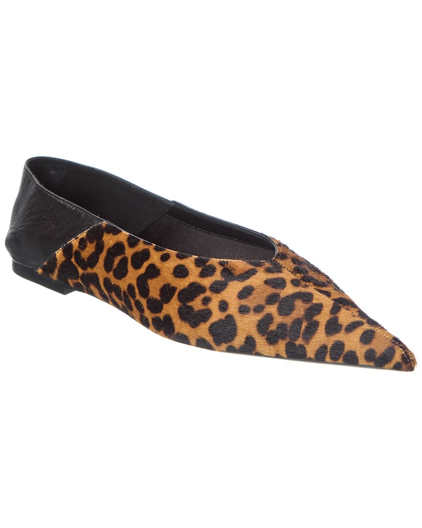 Saint Laurent Brown Ballerinas With Leopard Motif And Foldable Buttress In Fabric Woman In Animal Print