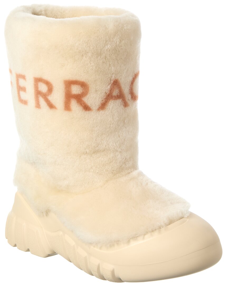 Ferragamo Delphi Shearling Boot In Neutral