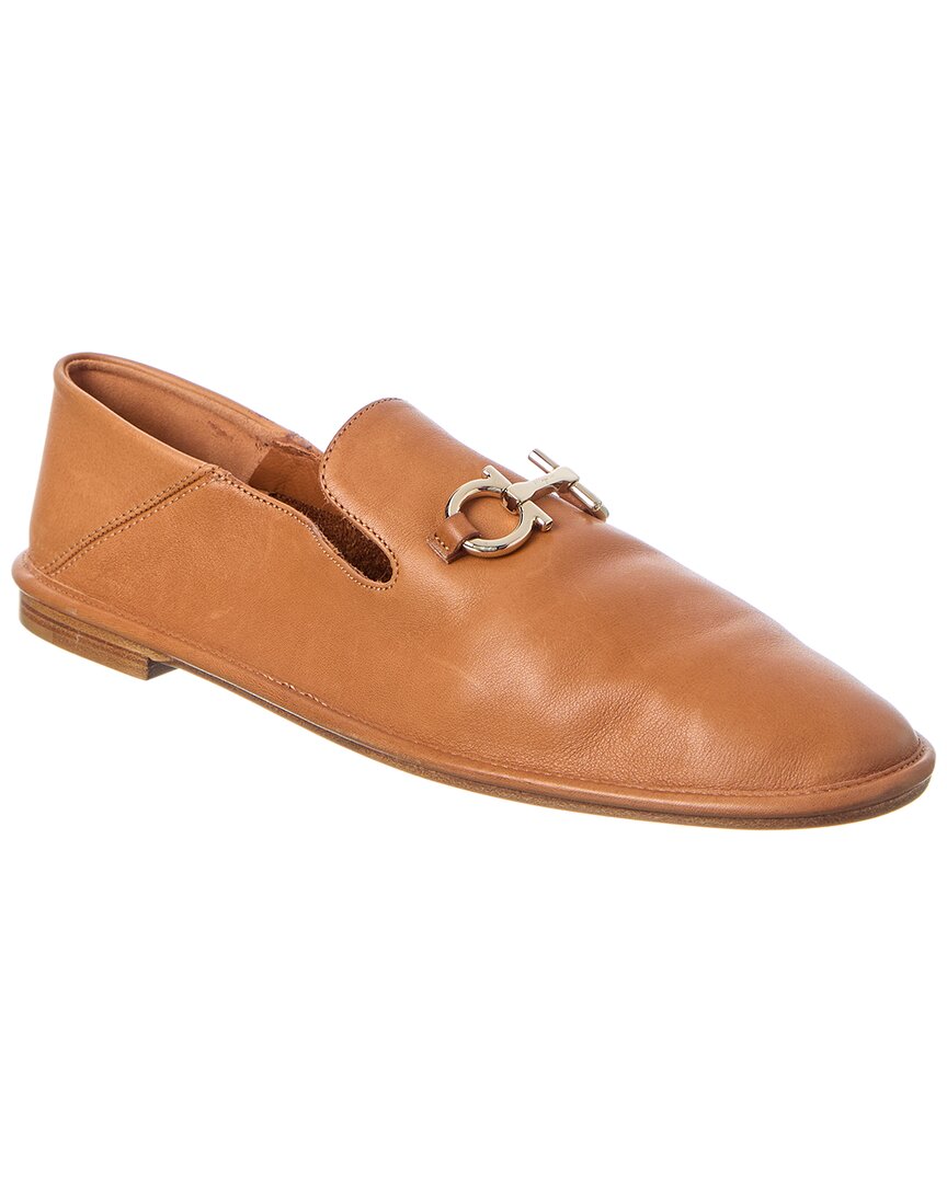 Ferragamo Leather Loafer In Brown