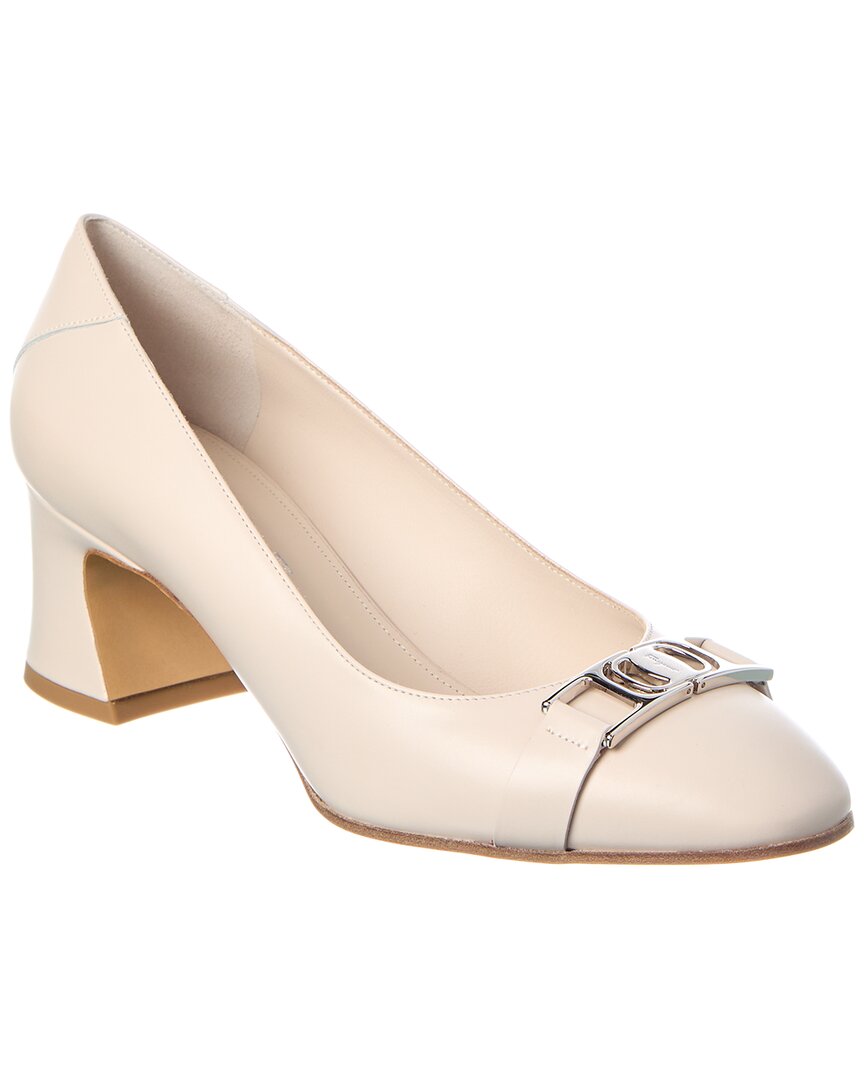 Ferragamo Salvatore  Leather Pump In Neutral