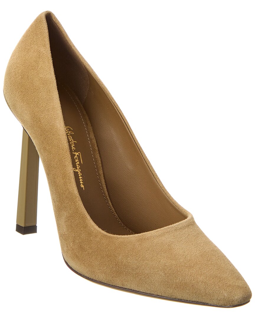 Ferragamo Justina Suede Pump In Brown
