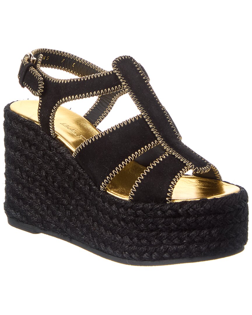 Ferragamo Renee Suede Wedge Sandal In Black