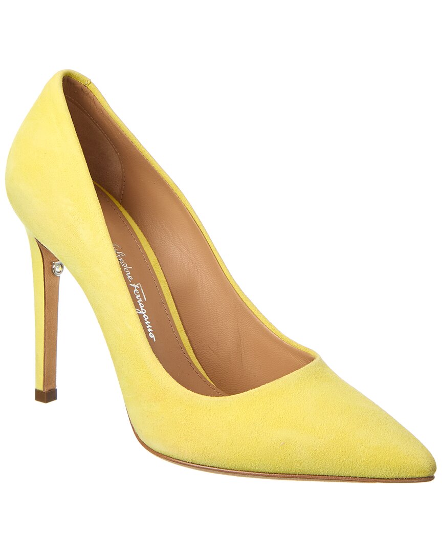 Ferragamo Ilary X5 Suede Pump In Yellow