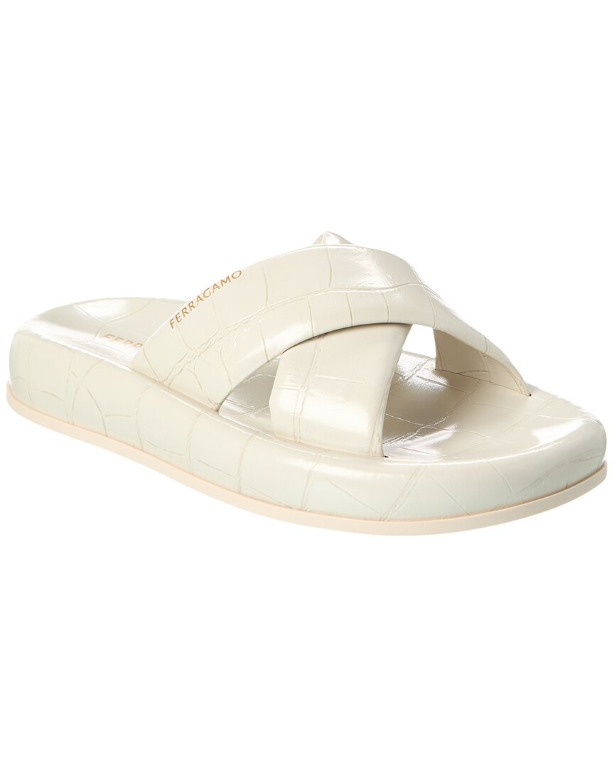 Ferragamo Dasie Leather Slide In White