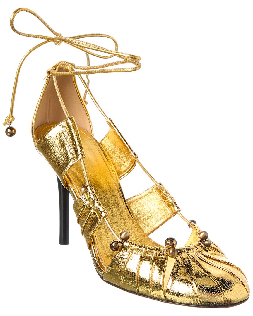 Chloé Decollete Leather Pump In Gold