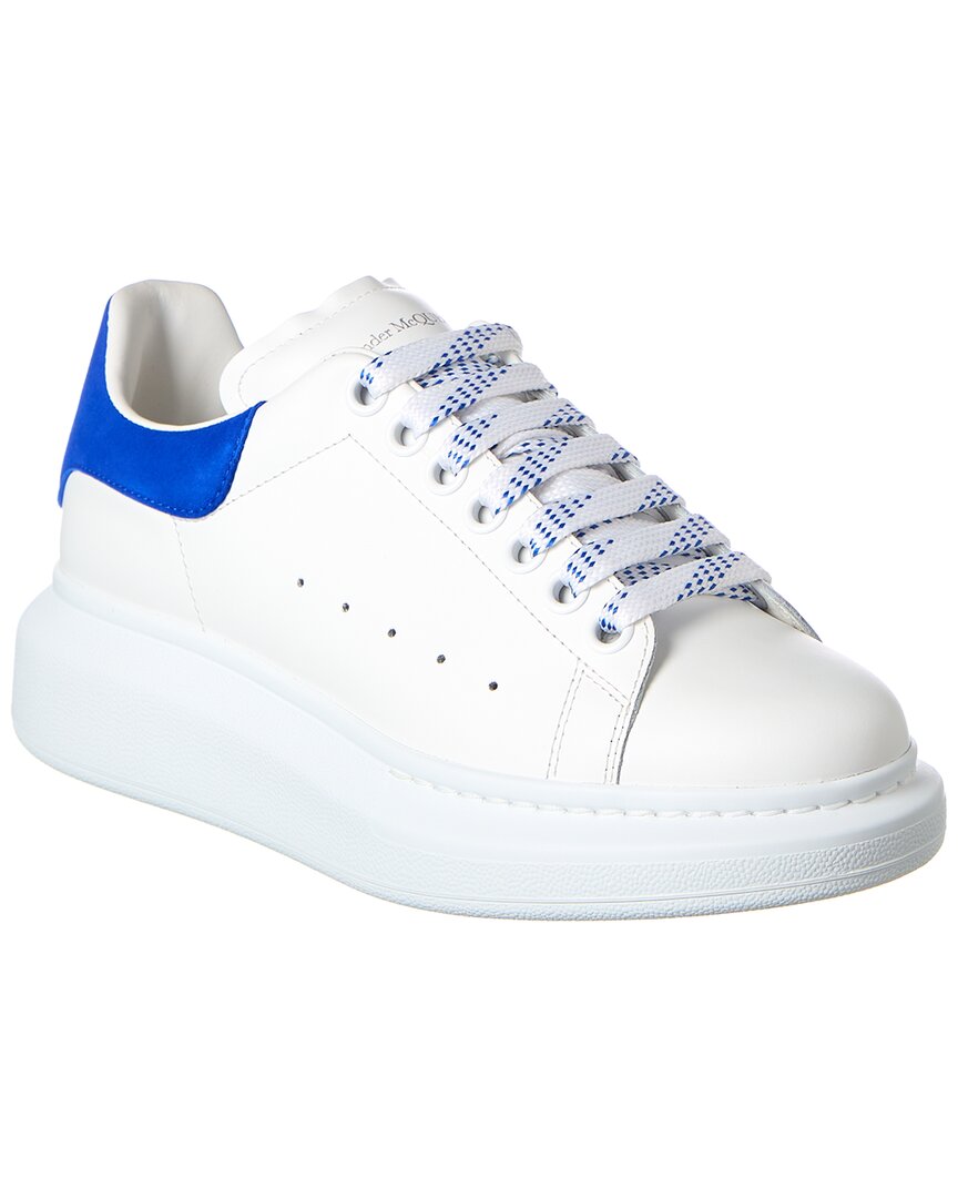 Alexander Mcqueen White And Blue Embossed Classic Sneakers In White