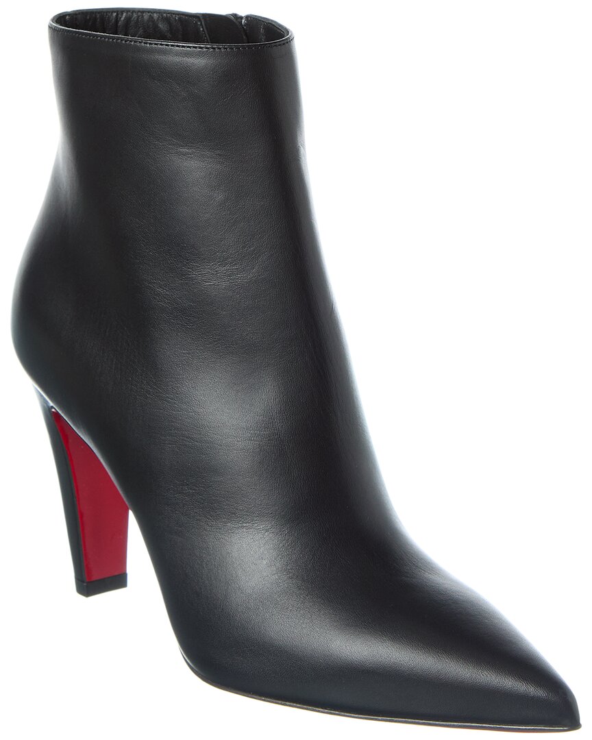 Christian Louboutin So Eleonor Leather Red Sole Booties In Black