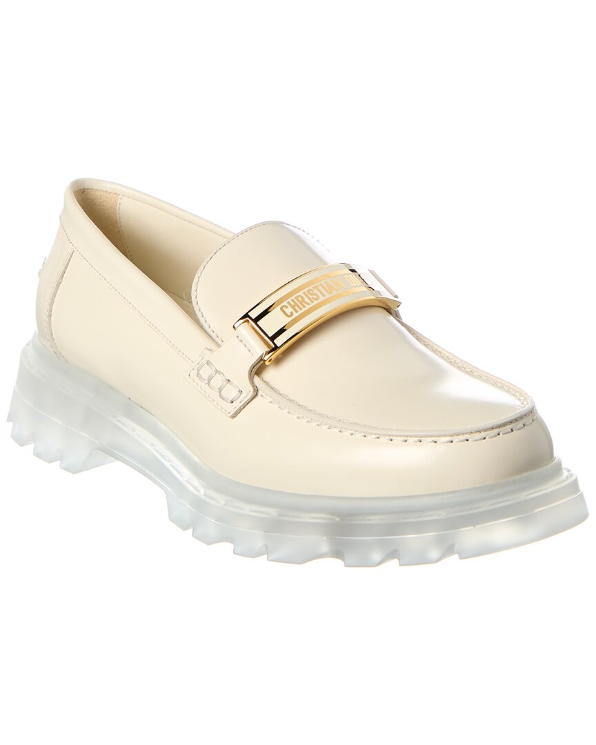 Dior Code Leather Loafer In Neutral