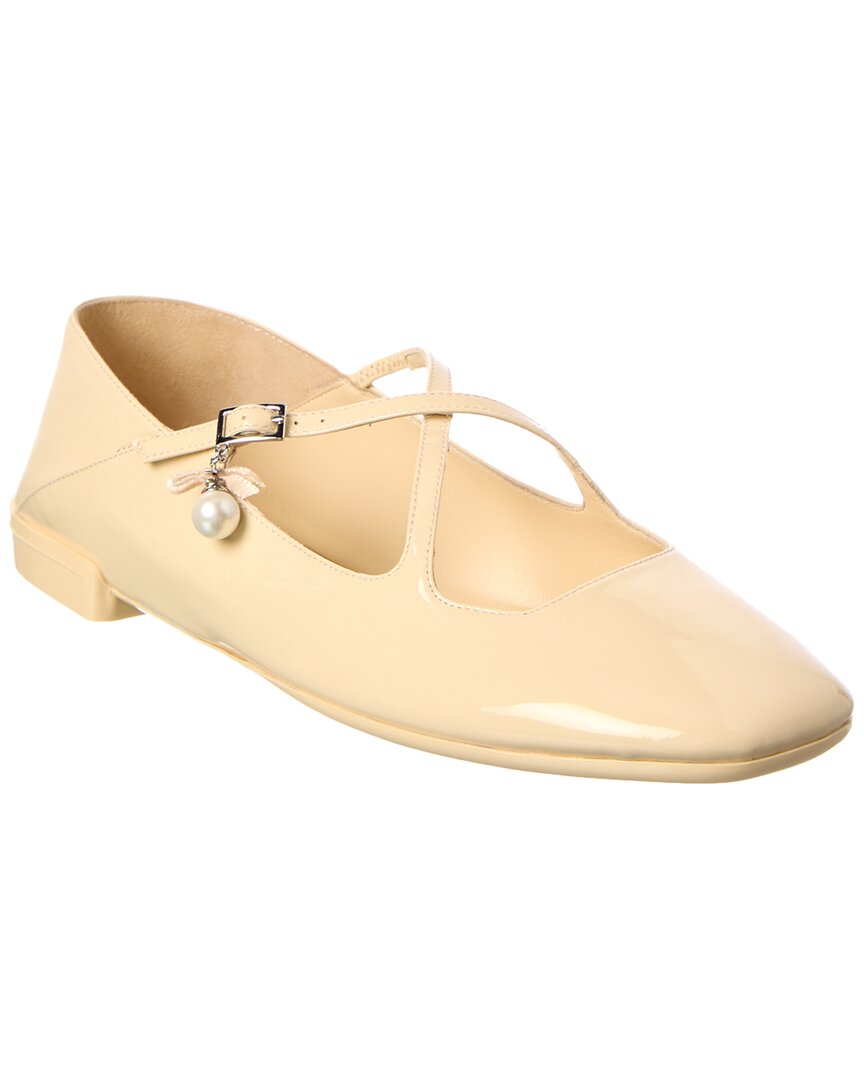 Jimmy Choo Eleri Patent Ballerina Flat In Neutral