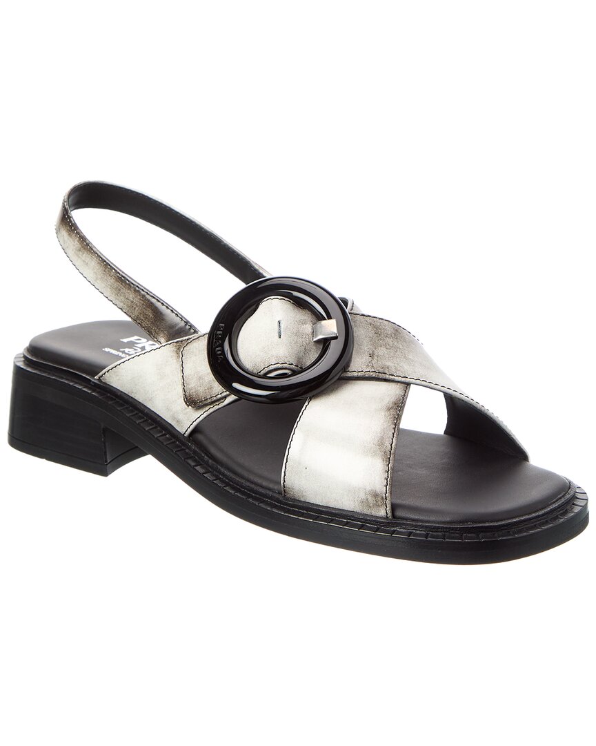 Prada Re-edition 1996 Brushed Leather Sandal In White
