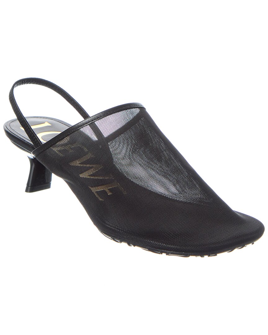 Loewe Petal Mesh Slingback Heel Sandals In Black