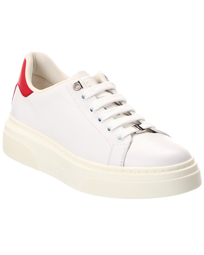 Ferragamo Cassandra Leather Sneaker In White