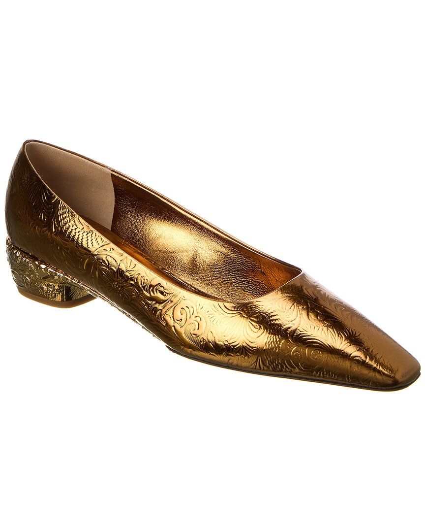 Ferragamo Riace Leather Pump In Yellow