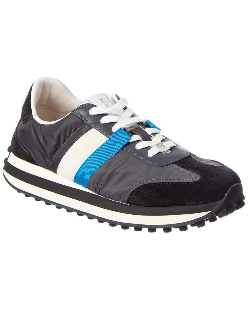 Ferragamo Side-stripe Low-top Sneakers In Gray