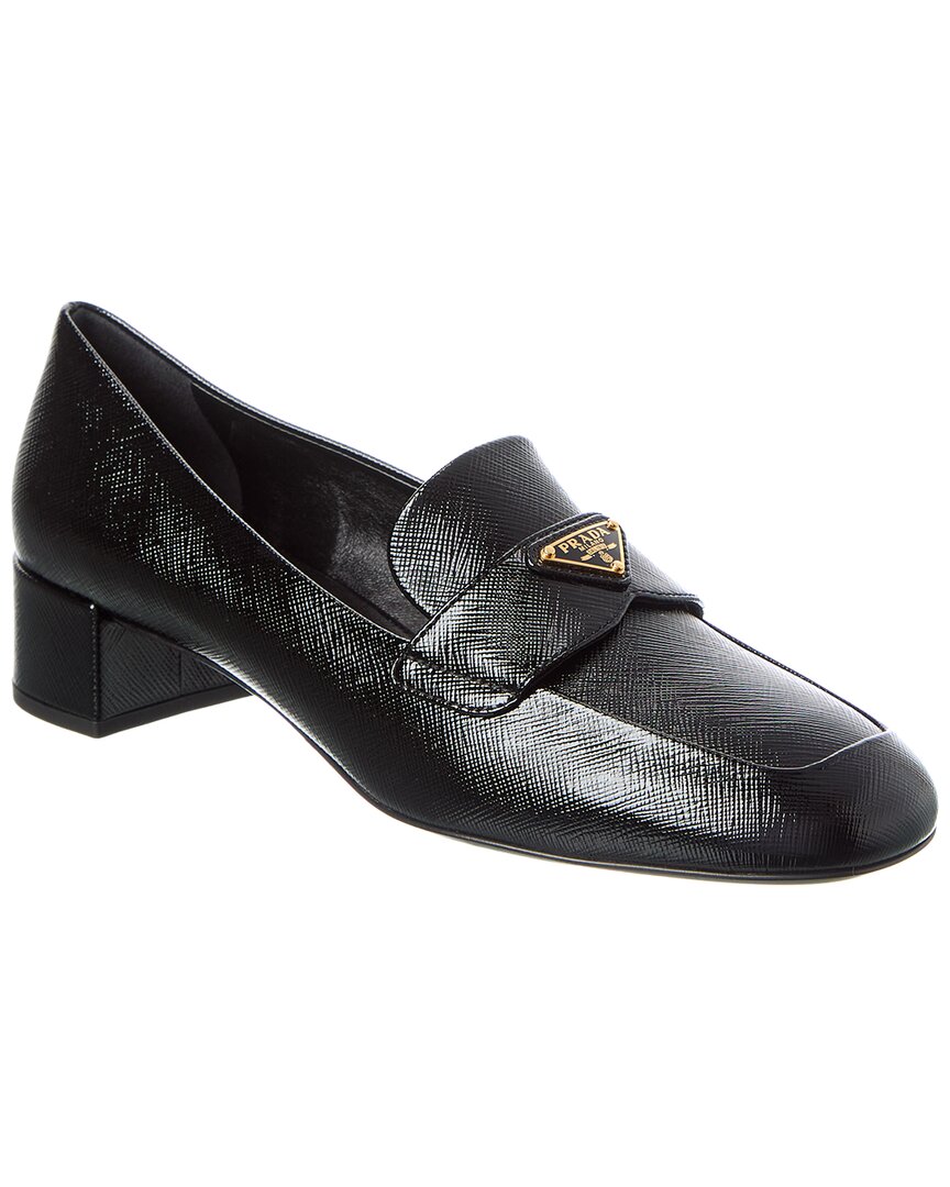 Prada Saffiano Leather Loafer In Black