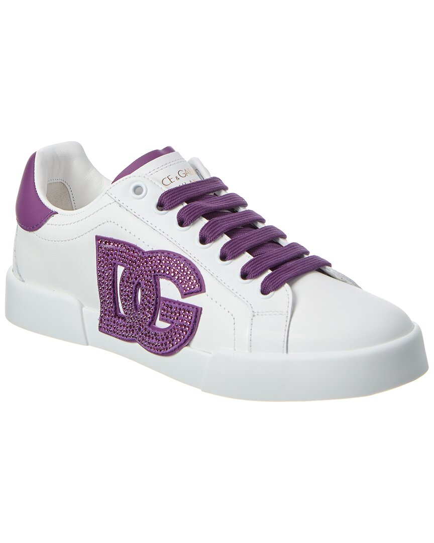 Dolce & Gabbana Portofino Leather Sneaker In White