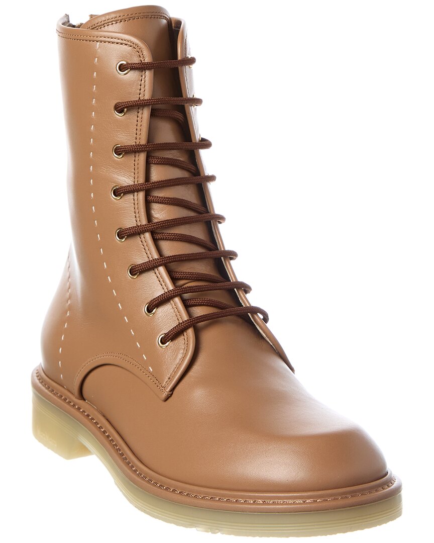 Max Mara Tan Urban Combat Boots In Brown